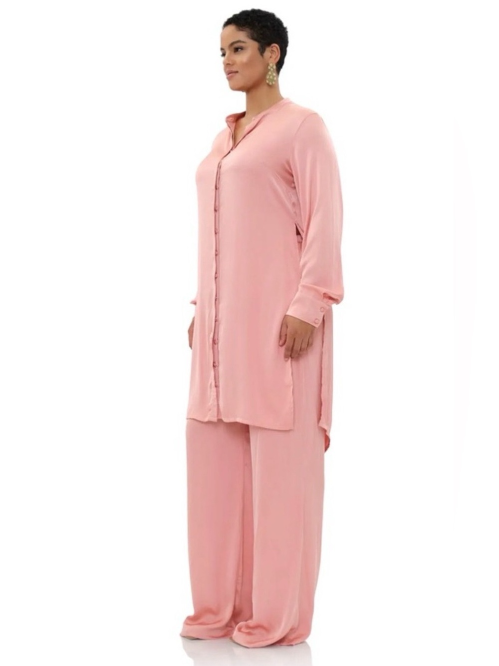 Andrea Iyamah UCHI TUNIC in Powder Peach Pink satin like NEW LARGE NWT